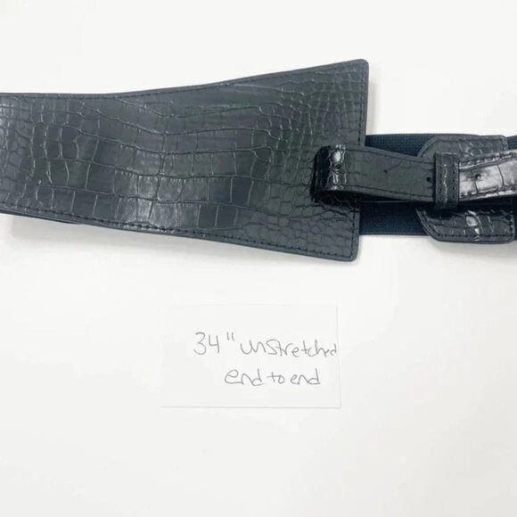 2/$30 NWT Black Faux Vegan Leather Alligator Loop Corset Luxury Belt - Picture 9 of 10